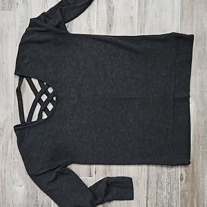 Cable and Gauge. Grey/black lattice back long sleeve top. Probably a siz…